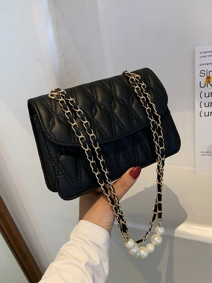 Black Faux Pearl Handle Bag