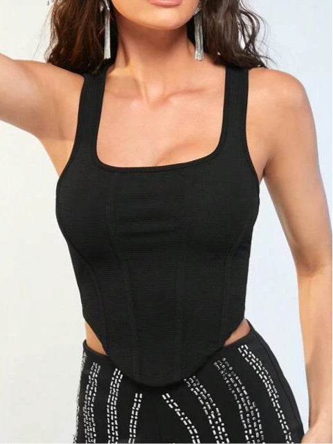 Black Square Hem Tank Top