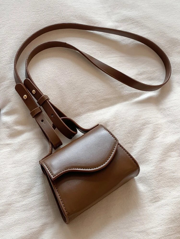 Brown Mini Flap Square Bag