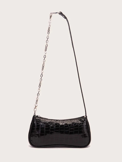 Black croc chain bag