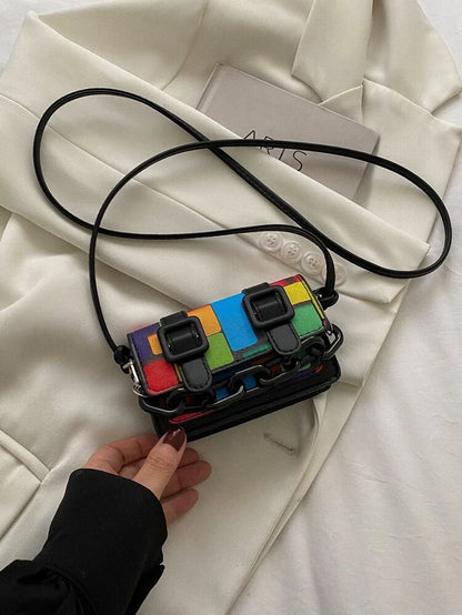 Multicolor Mini Buckle Square Bag