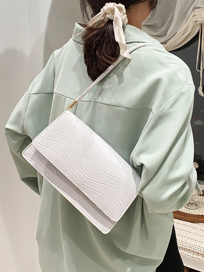 White croc square bag