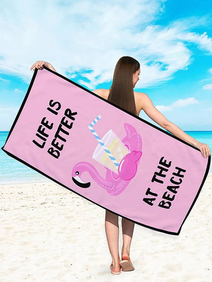 Flamingo Microfiber Beach Towel