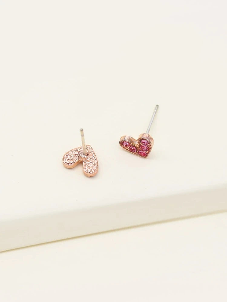 Rhinestone Heart Stud Earrings