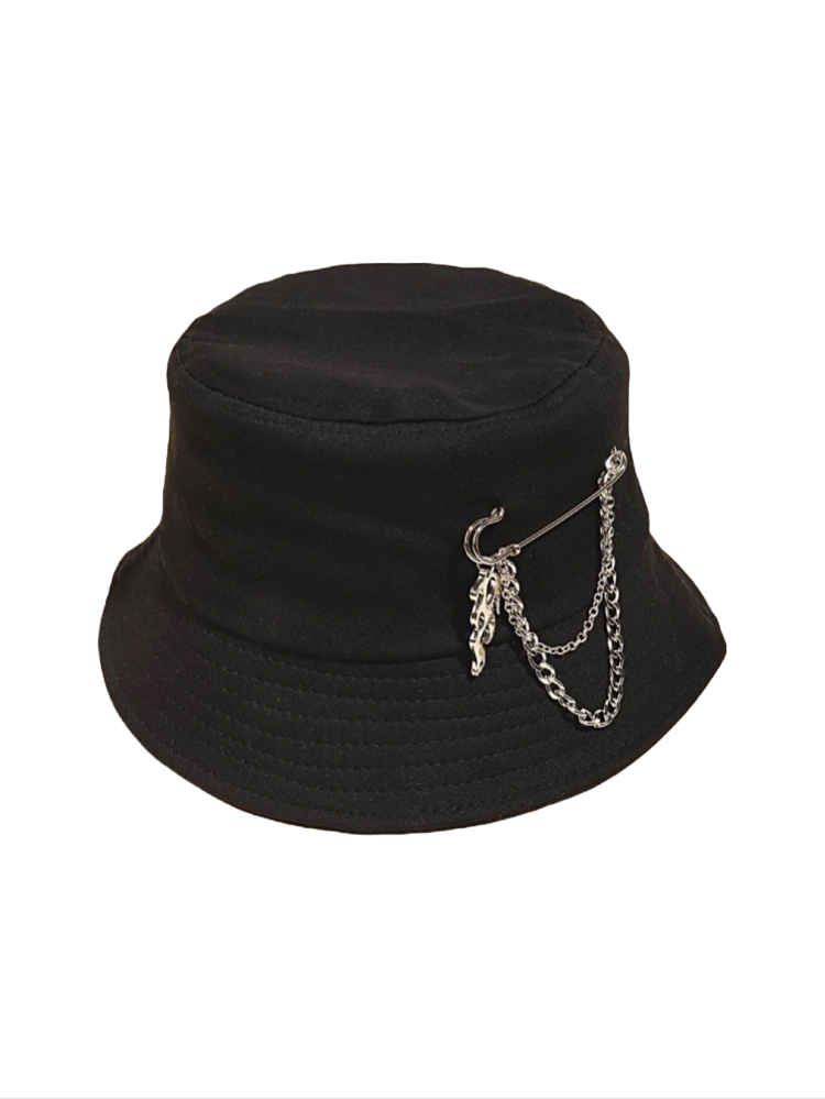 Flame Chain Black Bucket Hat