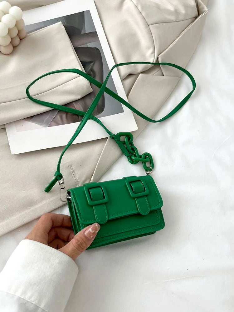 Green Mini Buckle Square Bag