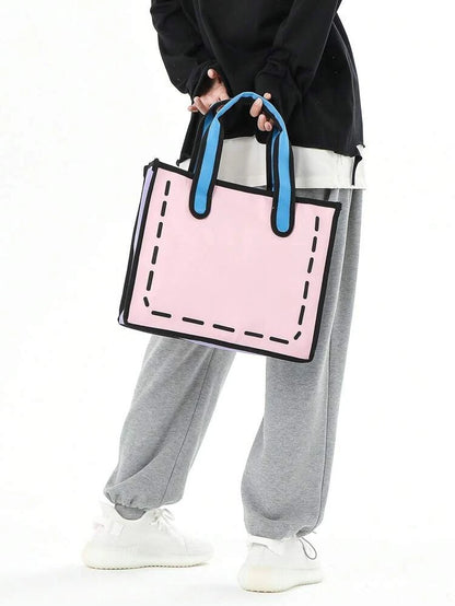 Pink Double Handle Square Bag