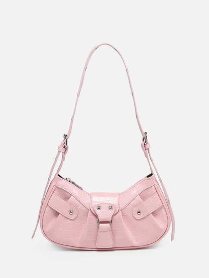 Pink Studded Ruched Bag