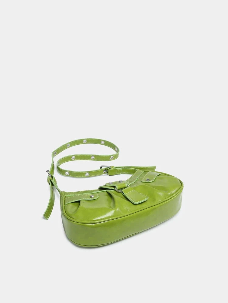 Green Studded Ruched Bag