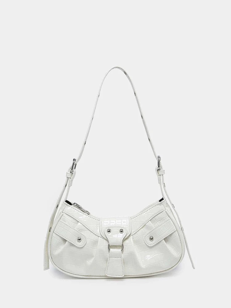 White Croc Studded Bag