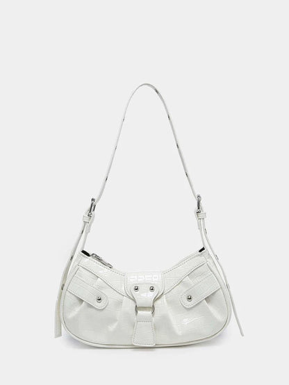 White Croc Studded Bag