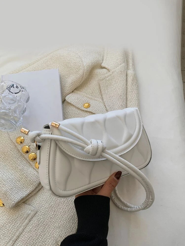 White Geometric Flap Bag