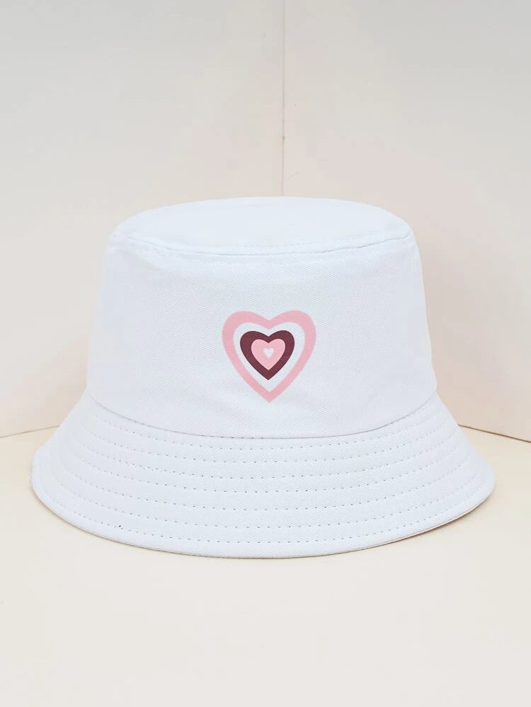 White Heart Bucket Hat