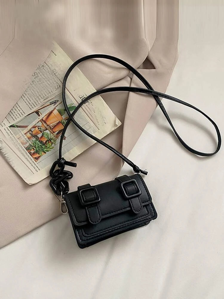 Black Mini Buckle Square Bag