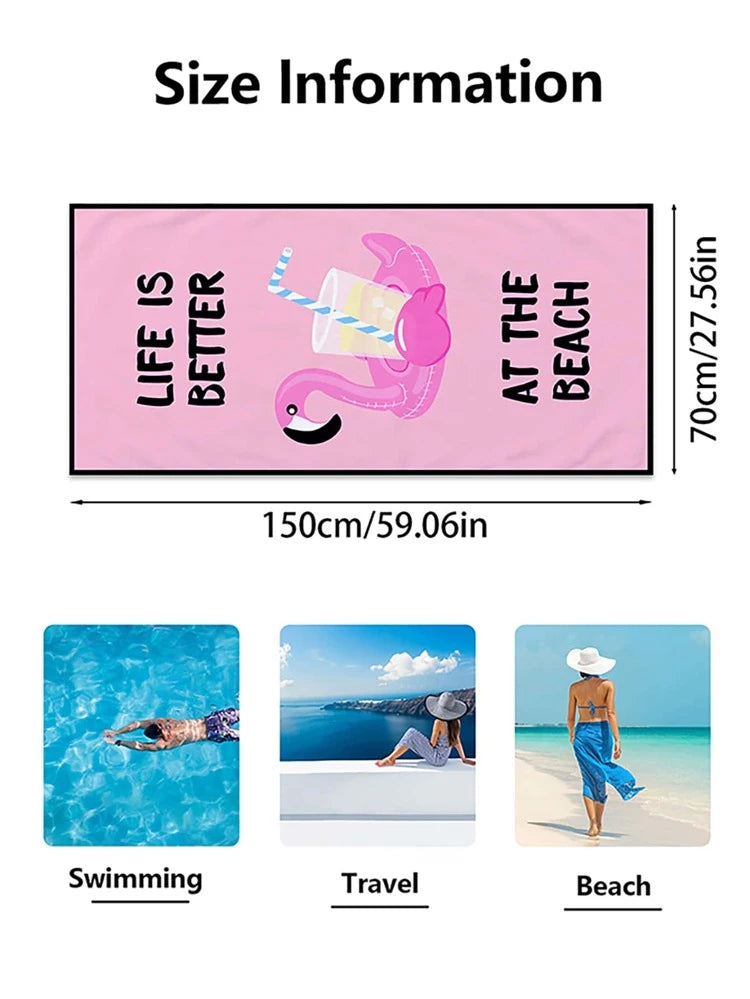 Flamingo Microfiber Beach Towel