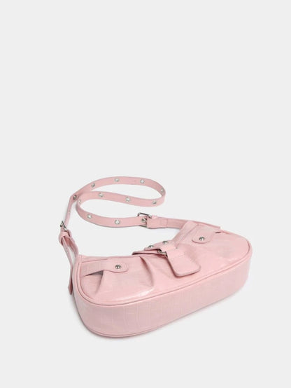 Pink Studded Ruched Bag