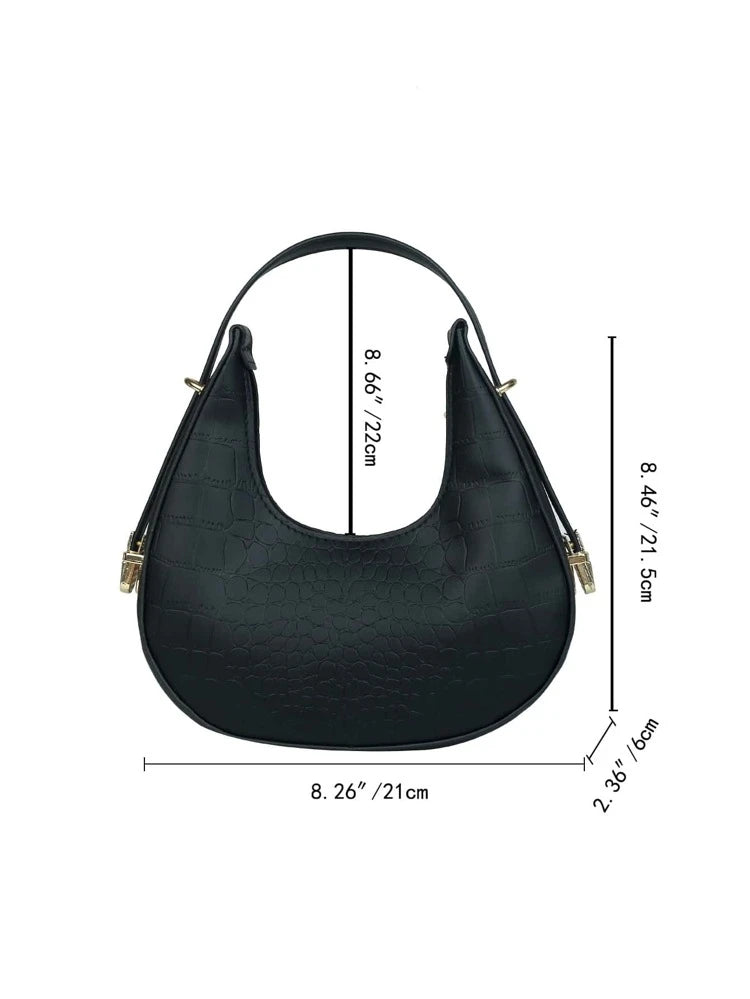 Black Croc Hobo Bag