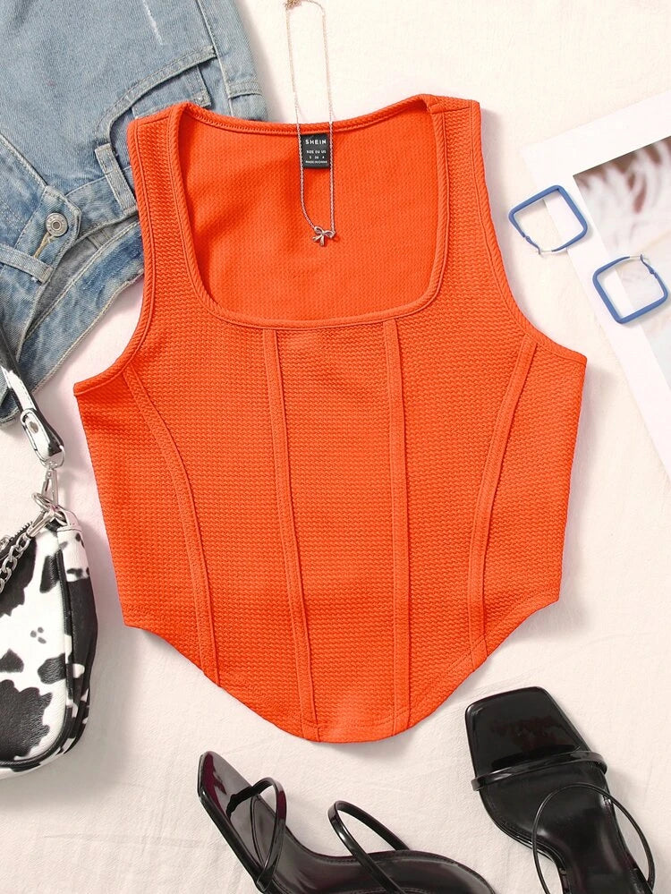 Orange Square Hem Tank Top