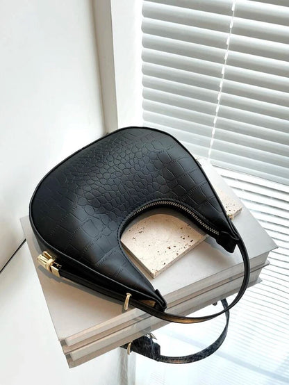 Black Croc Hobo Bag