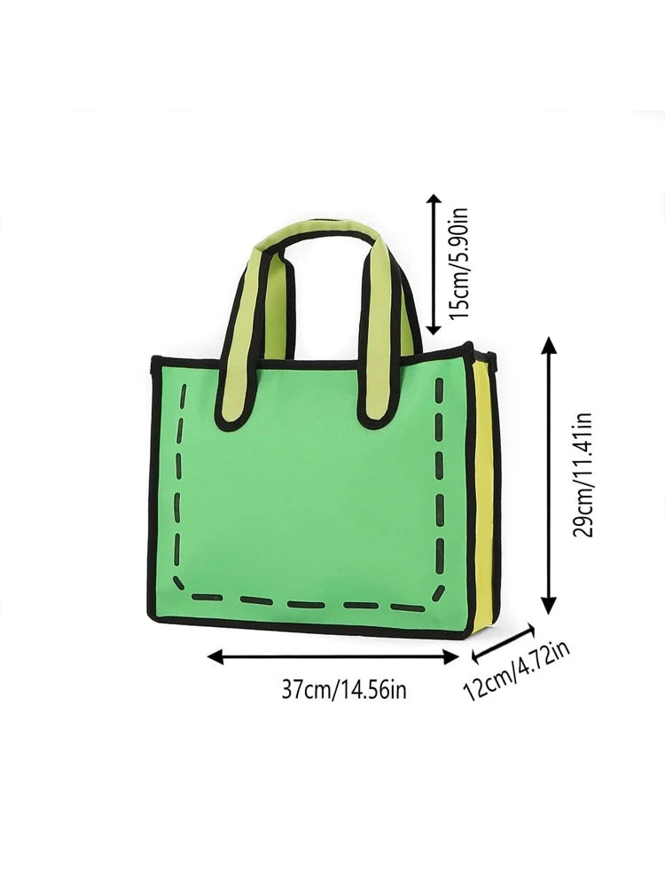 Green Double Handle Square Bag