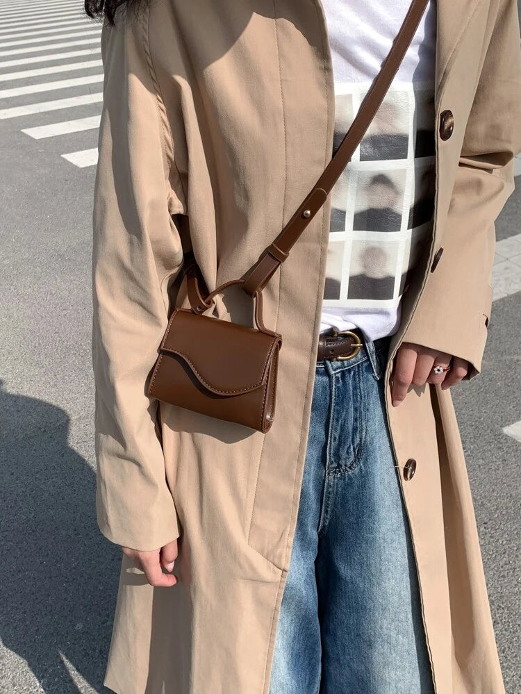 Brown Mini Flap Square Bag