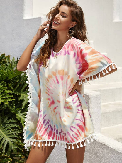 Tie Dye Tassel Cover Up