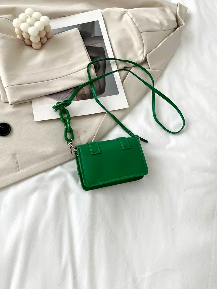 Green Mini Buckle Square Bag