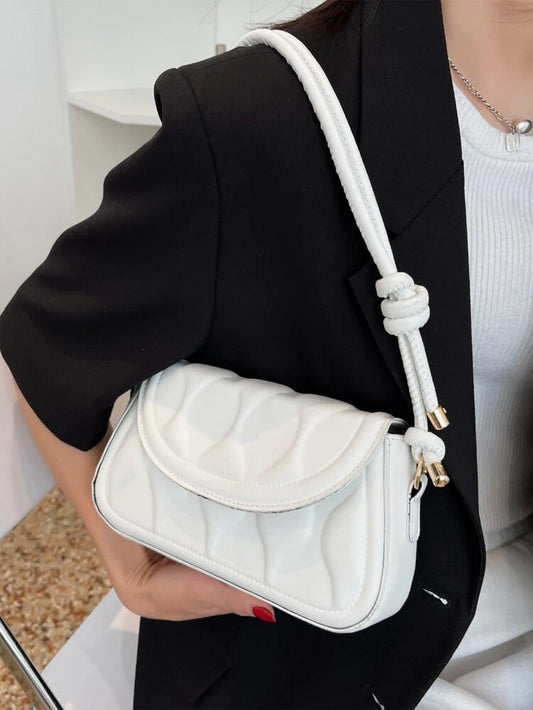 White Geometric Flap Bag