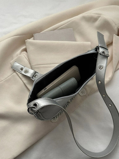 Silver Buckle & Chain Saddle Bag