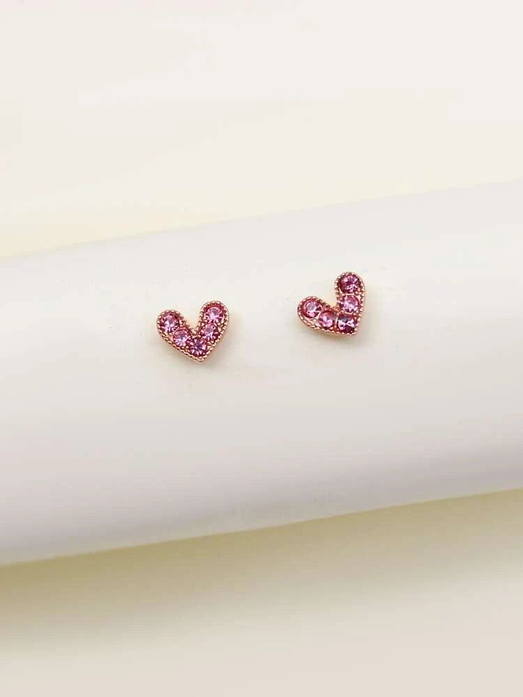 Rhinestone Heart Stud Earrings