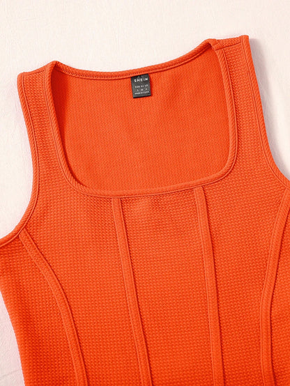 Orange Square Hem Tank Top