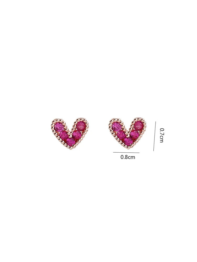 Rhinestone Heart Stud Earrings