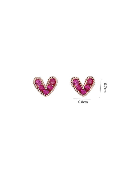 Rhinestone Heart Stud Earrings