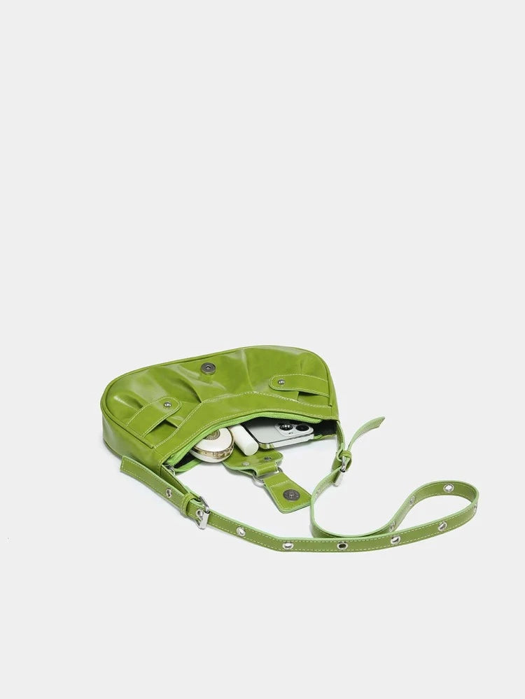 Green Studded Ruched Bag