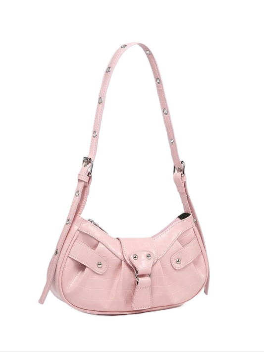 Pink Studded Ruched Bag