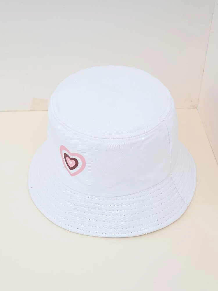 White Heart Bucket Hat