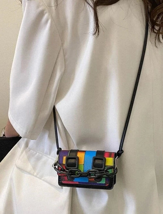 Multicolor Mini Buckle Square Bag