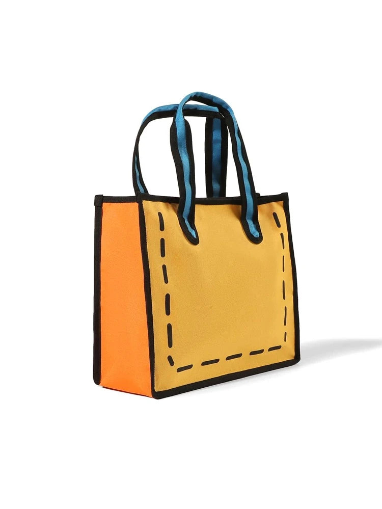 Orange Double Handle Square Bag